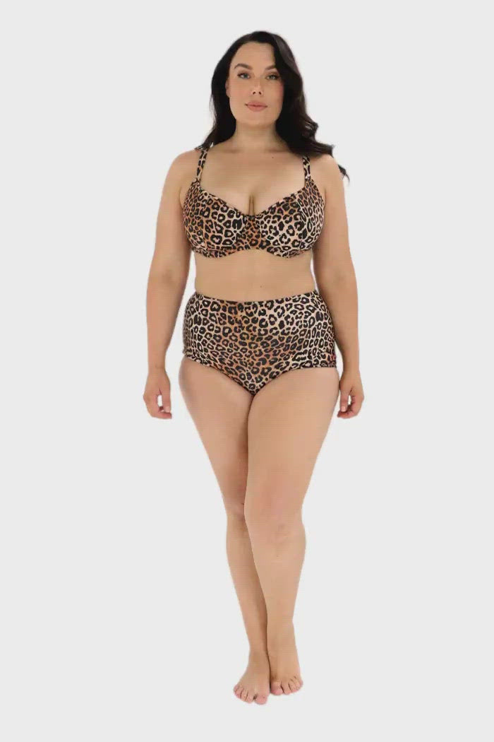 leopard swim pant high waist