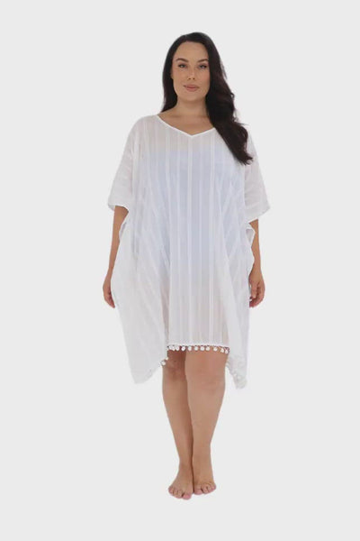 white plus size cotton kaftan dress