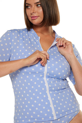 Vintage Dots Chlorine Resistant Short Sleeve Rash Vest