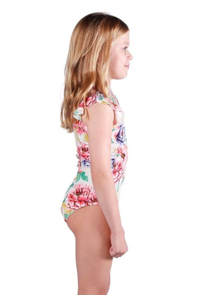 pink floral kids swimsuit