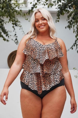 Leopard Sustainable 3 Tier Tankini Top