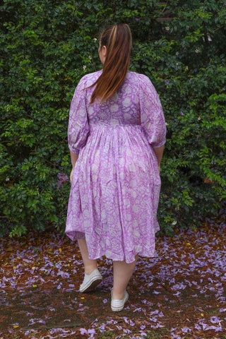Smocked Boho Maxi Dress in Lilac