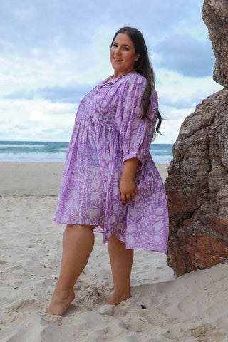 Smock Mini Dress in Lilac