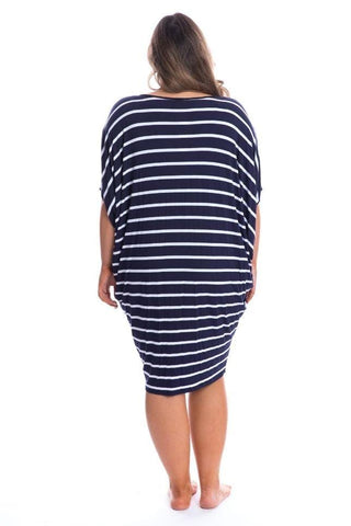 PQ Miracle Navy Blue & White Stripe Plus Size Dress