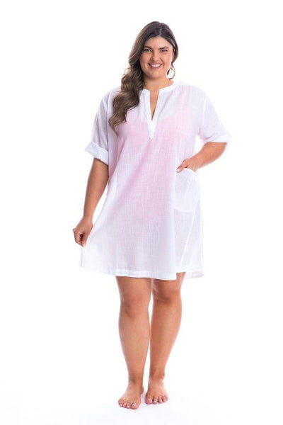 White Cotton Plus Size Kaftan