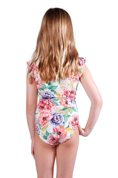 girls floral zip front one piece