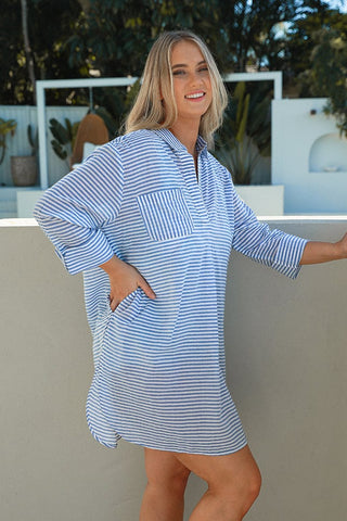 Sunseeker Resort Painters Shirt Stripe - Blue