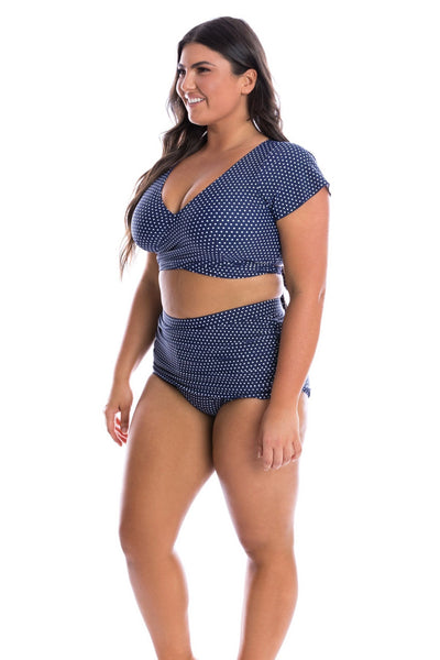 Navy and White Dots | 2 Piece Bikini Plus Size 