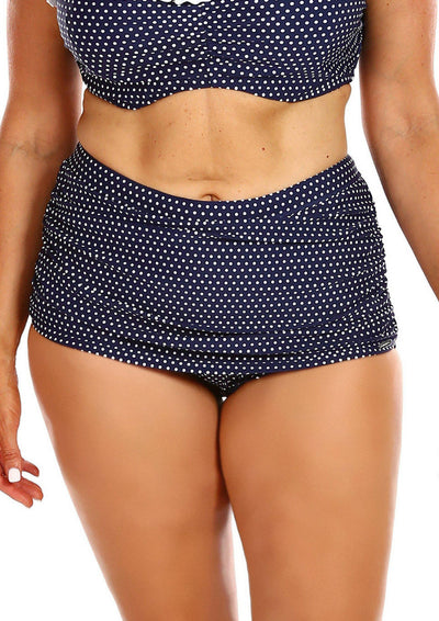 Navy and White Dots | Plus Size Bikini Pant 