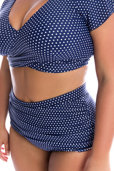 Navy and White Dots | Retro Bikini Pants 