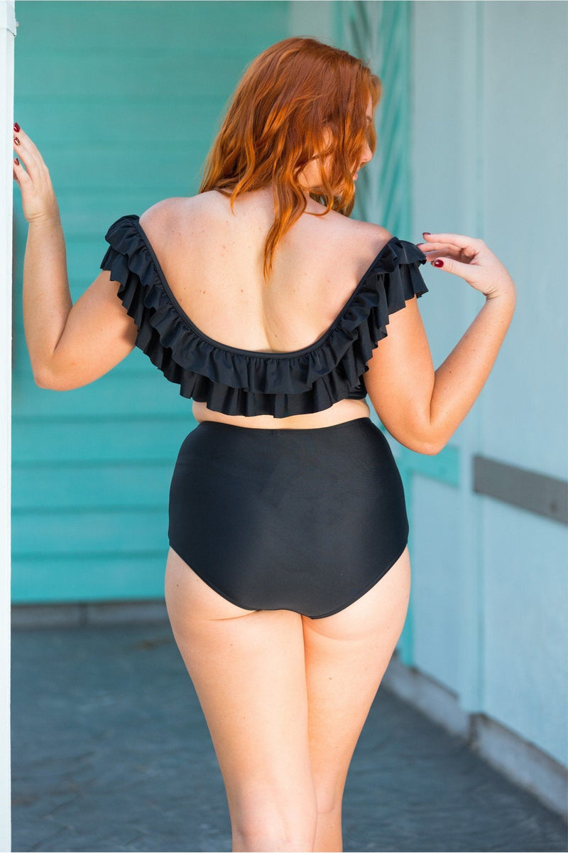 Black Plus Size Off The Shoulder Bikini 