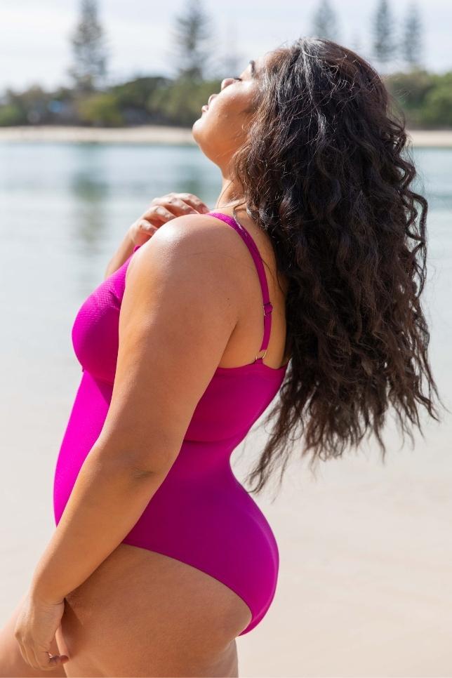 Lace Up One Piece Magenta