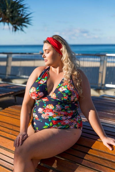 one piece plunge swimsuit plus size