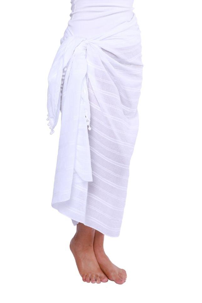 white plus size long sarong